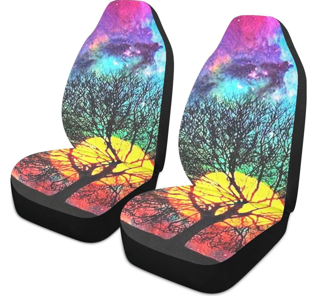 Colored Life Tree Universal Front Car Seat Cover