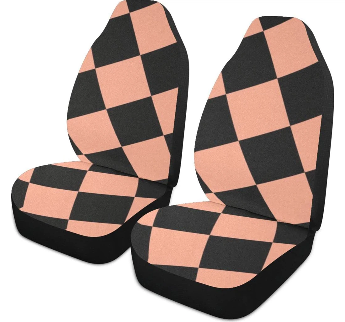 Black Clear Color Checkerboard Universal Front Car Seat Cover