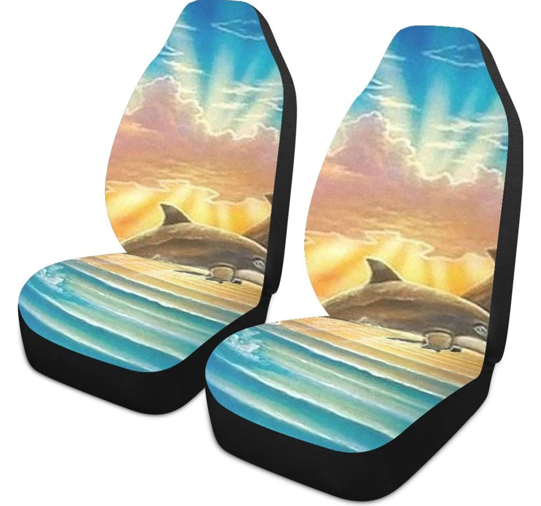 Cartoon Dolphin Universal Front Car Seat Cover