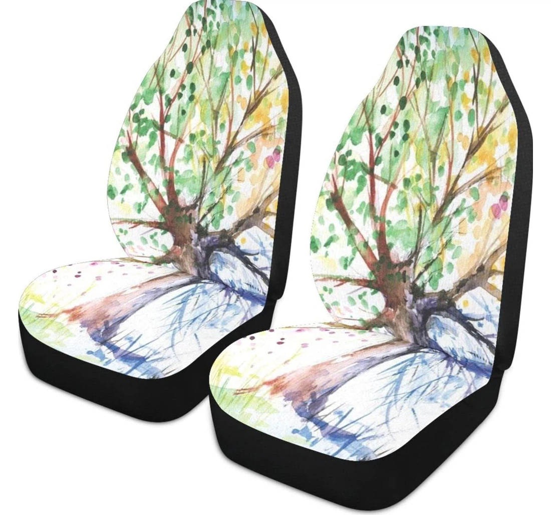 Colored Life Tree Universal Front Car Seat Cover