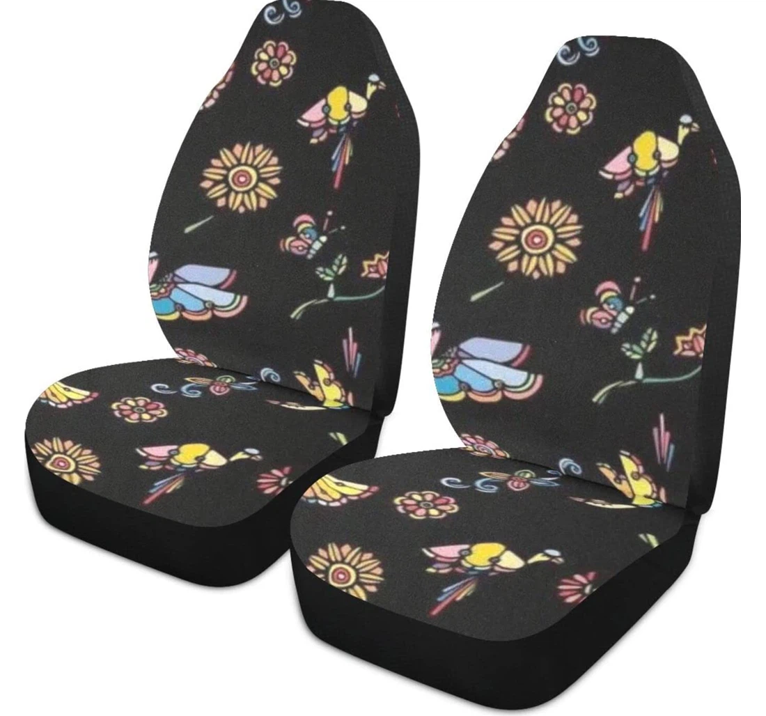 Black Butterfly Grass Universal Front Car Seat Cover