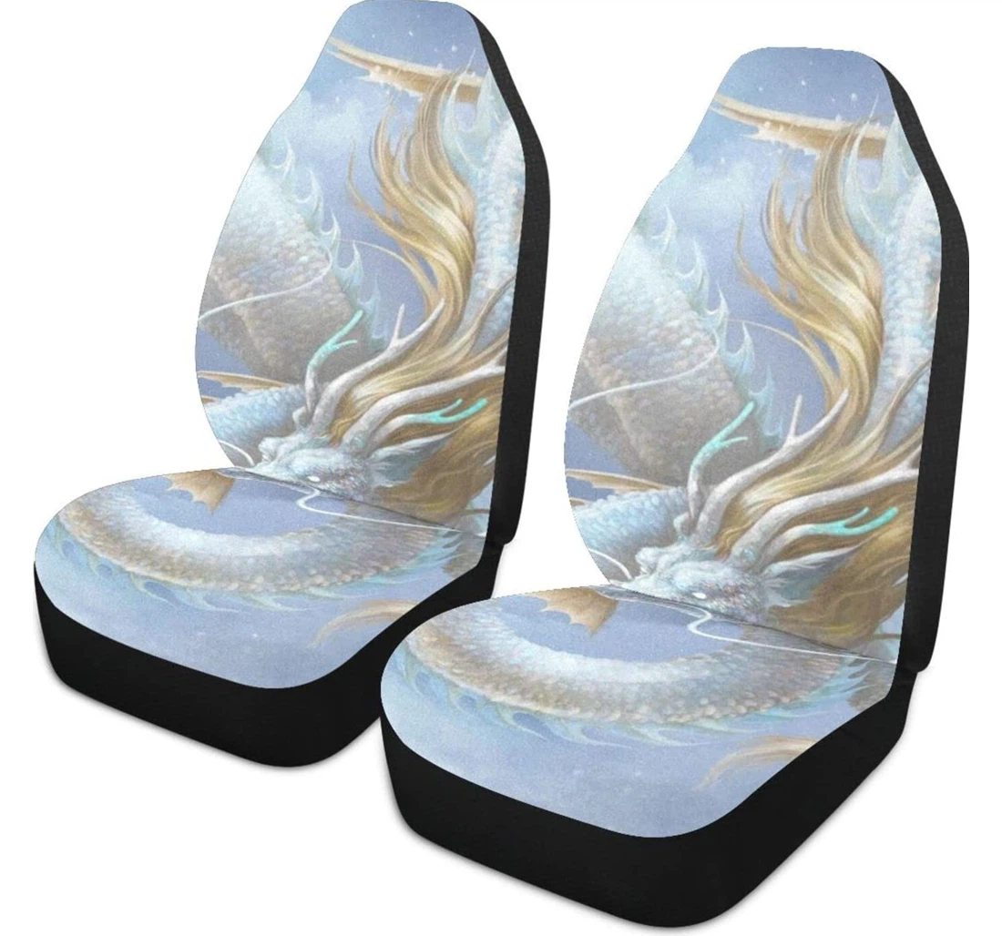 Magic Adventure Ship Sea White Dragon Universal Front Car Seat Cover