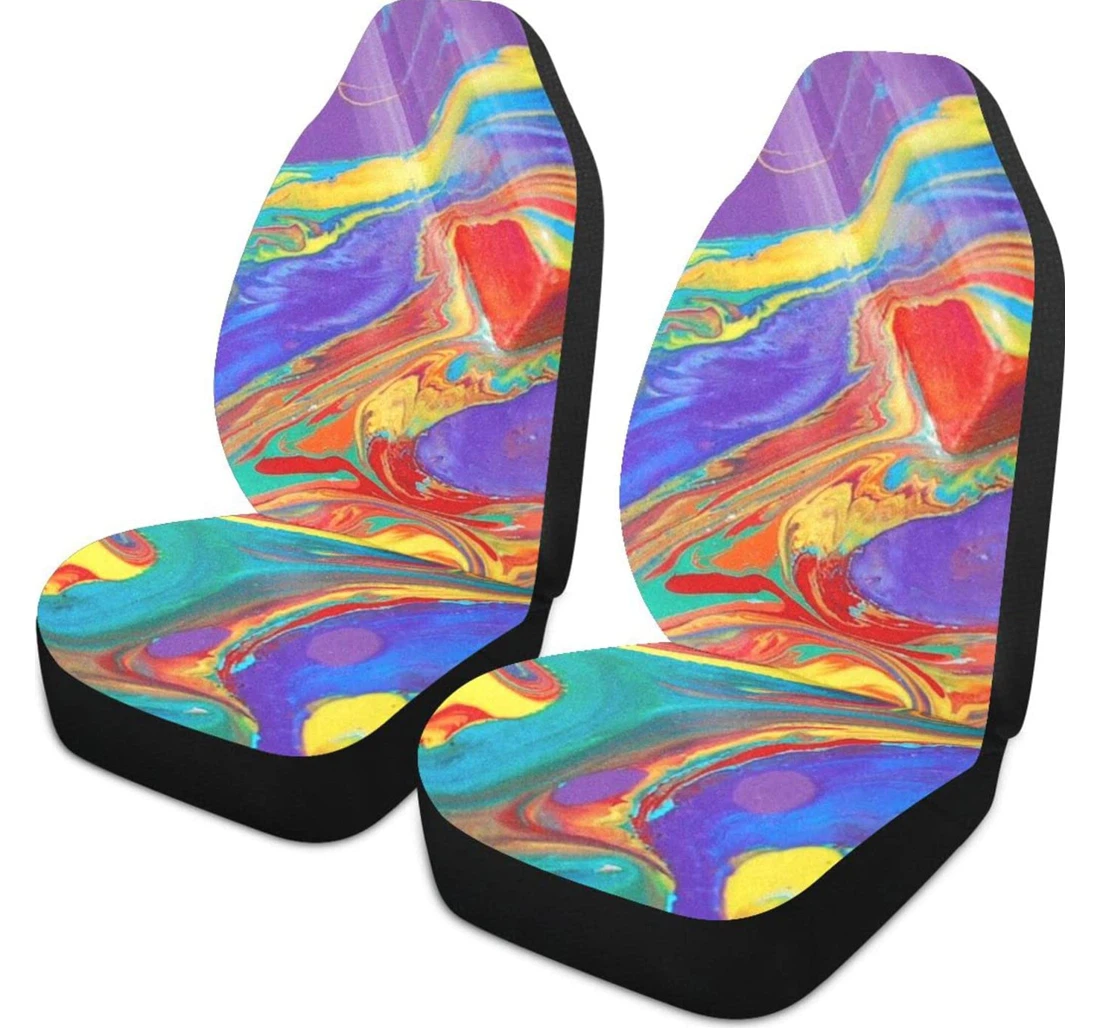 Colorful Ink Marble Universal Front Car Seat Cover