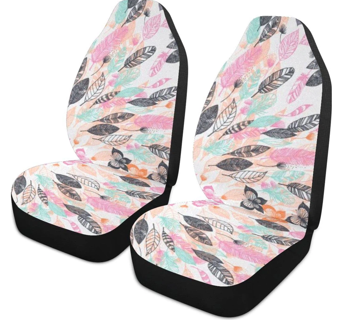 Cartoon Flower Feather Universal Front Car Seat Cover