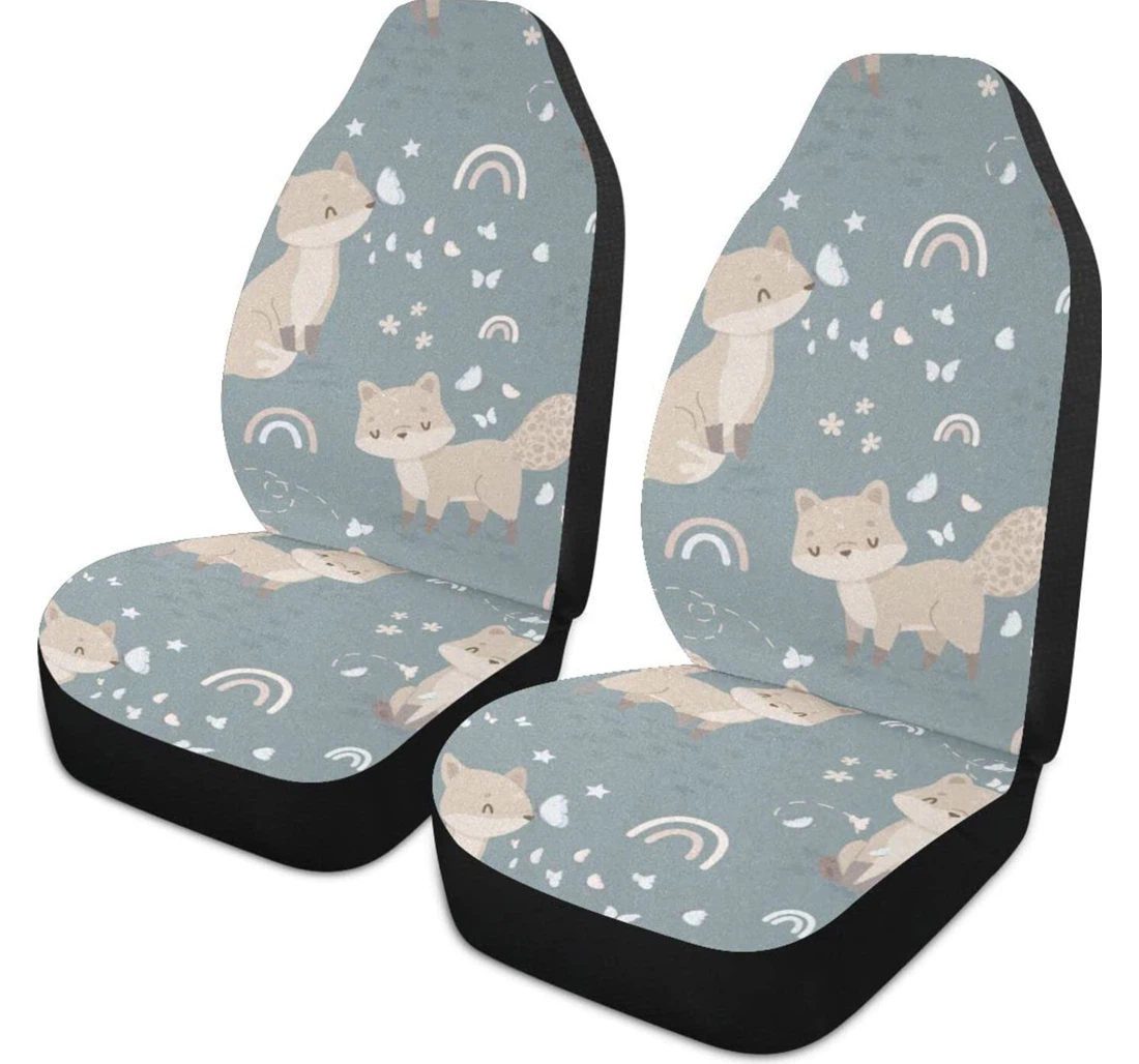 Cartoon Cute Fox Leaf Tail Universal Front Car Seat Cover