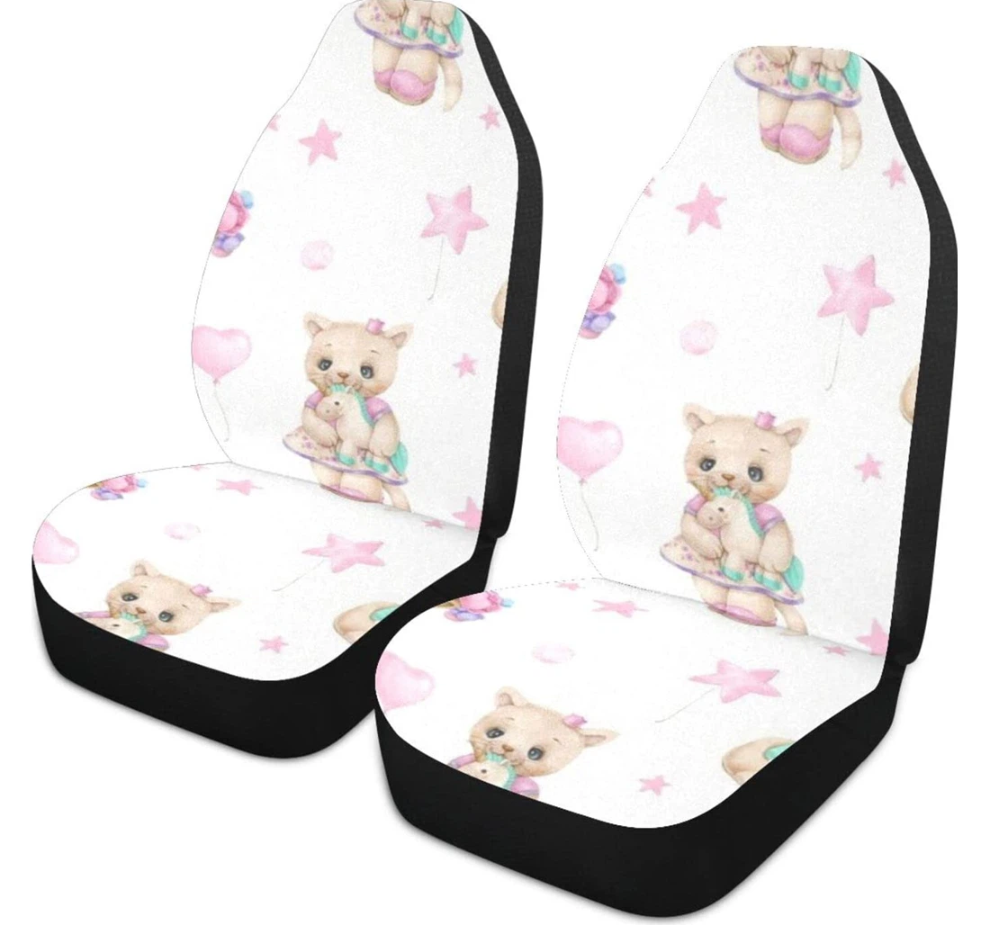 Pink Love Kitten Universal Front Car Seat Cover