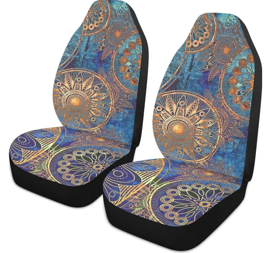 Golden Mandala Pattern Universal Front Car Seat Cover
