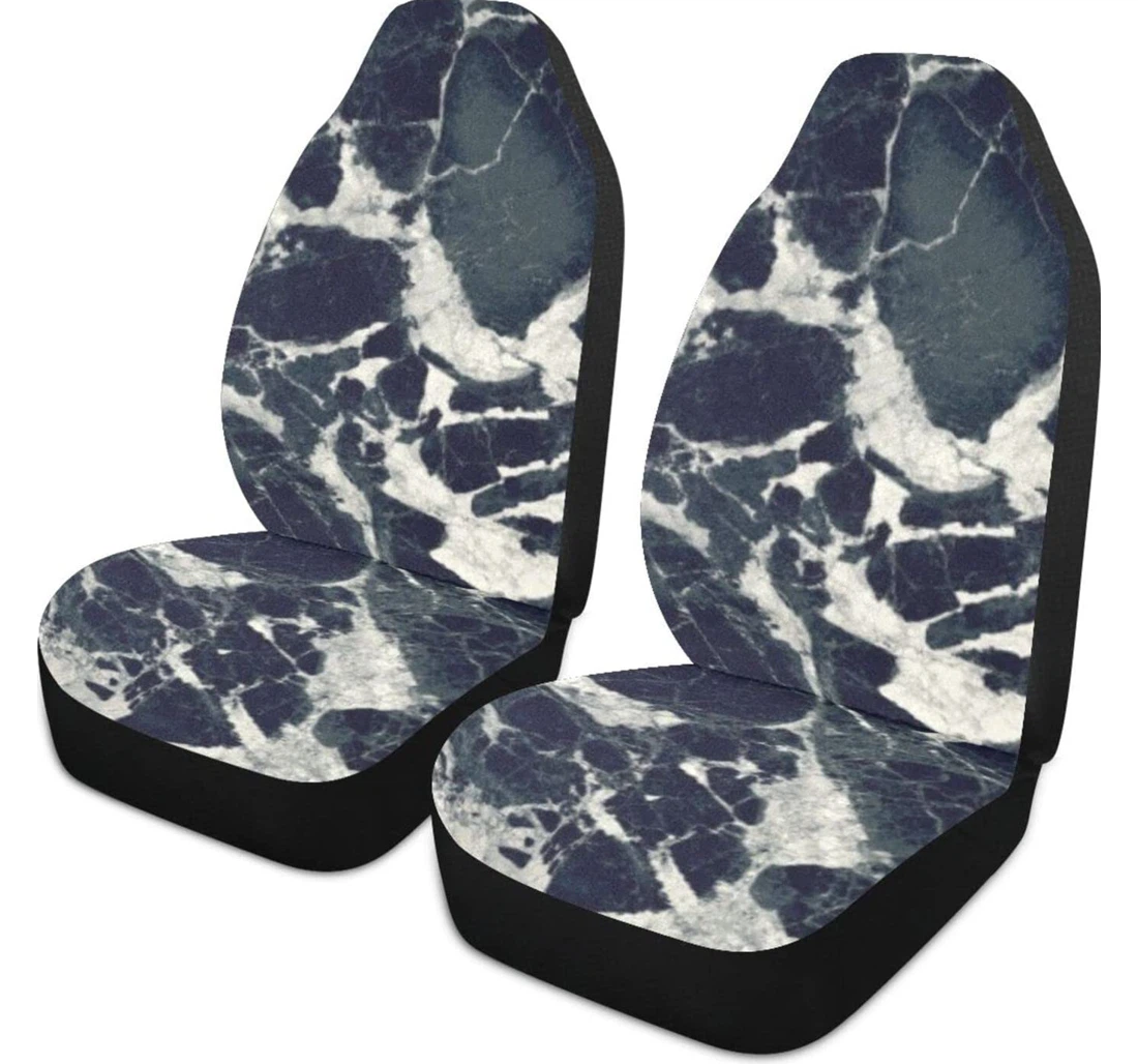 Black Blue Stripe Marble Universal Front Car Seat Cover