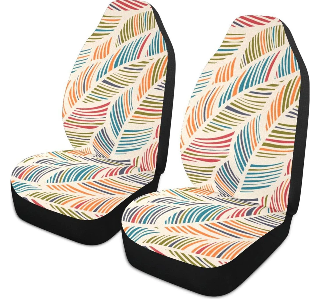 Colorful Leaf Stripe Universal Front Car Seat Cover