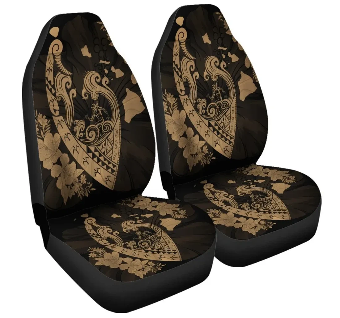 Accessory Hawaiian Fish Hook Hibiscus Banzai Surfing Polynesian Gold Ah J5r Universal Front Car Seat Cover