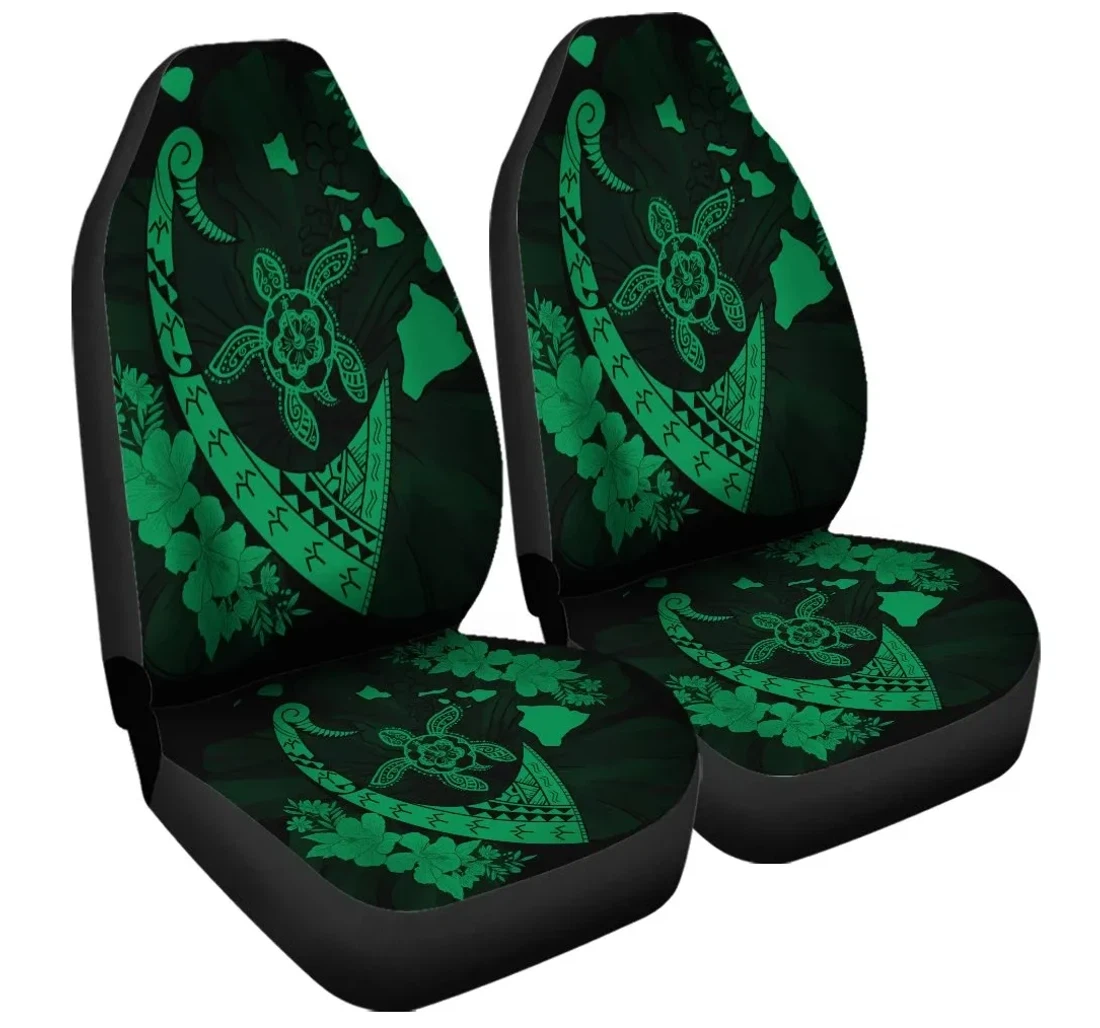 Accessory Hawaiian Map Hibiscus Turtle Fish Hook Polynesian Green Ah J5r Universal Front Car Seat Cover