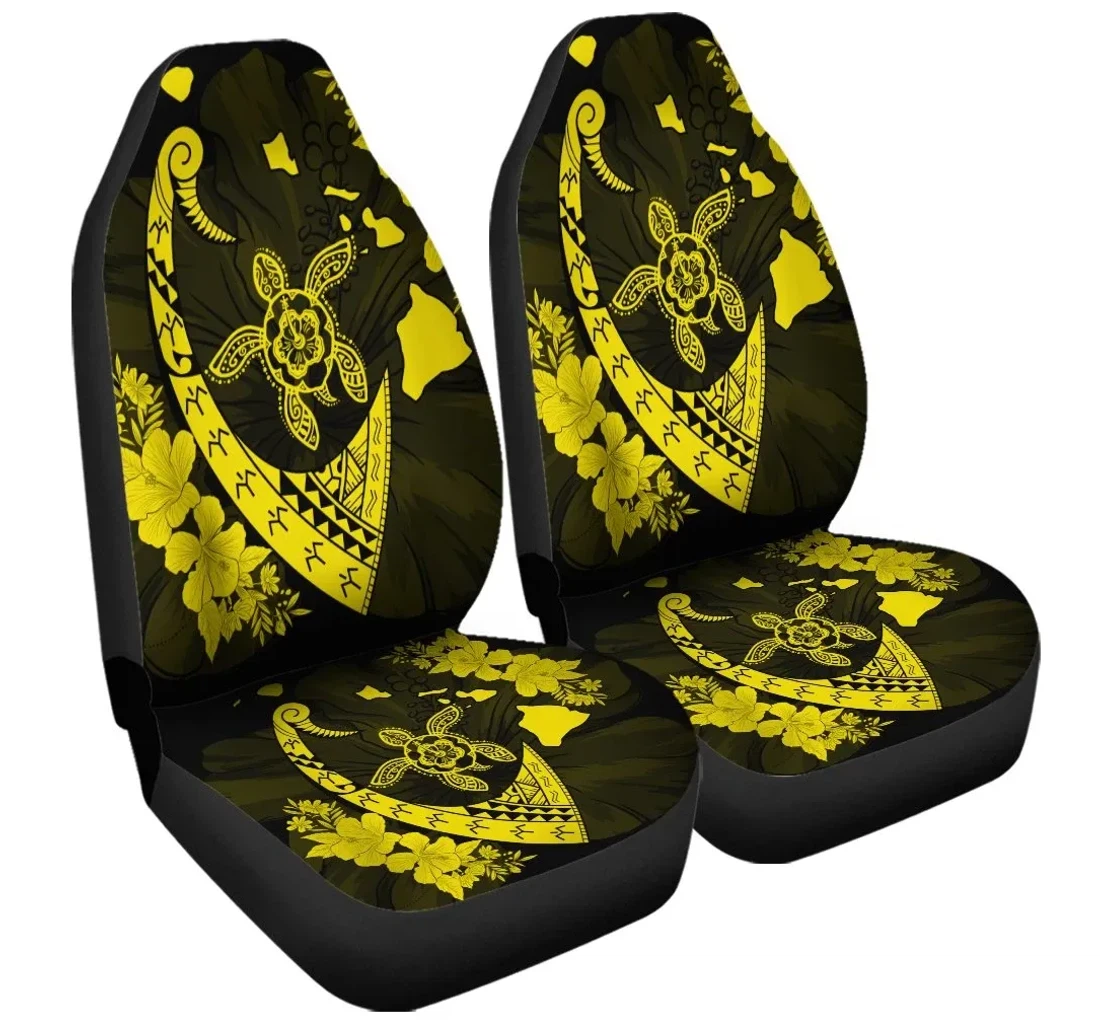 Accessory Hawaiian Map Hibiscus Turtle Fish Hook Polynesian Yellow Ah J5r Universal Front Car Seat Cover