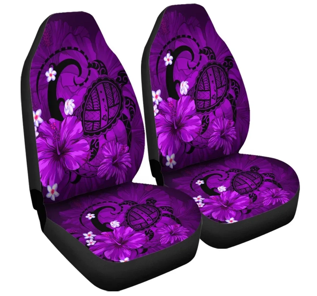 Accessory Hawaiian Map Big Turtle Hibiscus Plumeria Tribal Polynesian Purple Ah J6r Universal Front Car Seat Cover