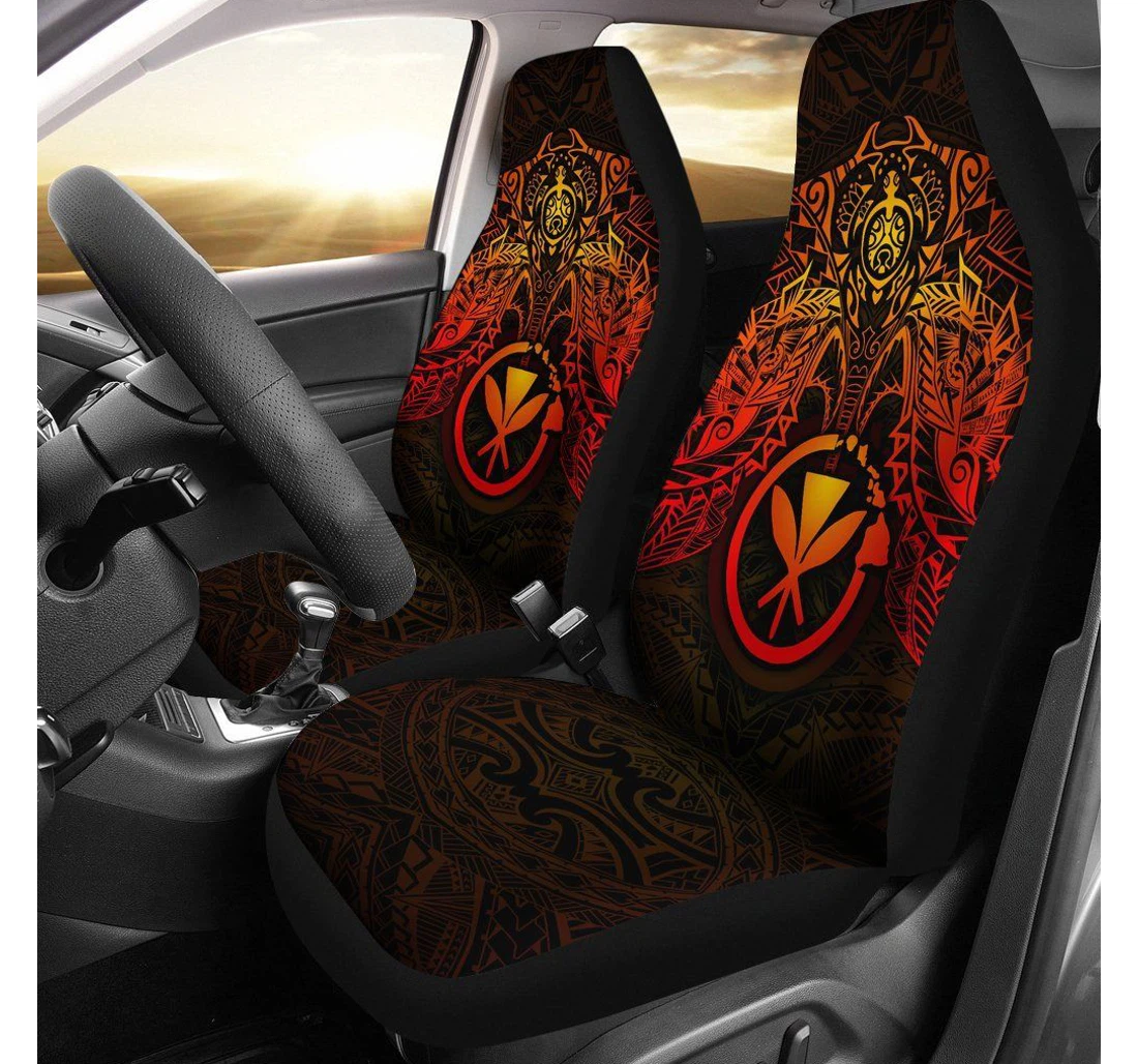 Hawaii Kanaka Maoli Red Turtle Manta Ray Bn18 Universal Front Car Seat Cover