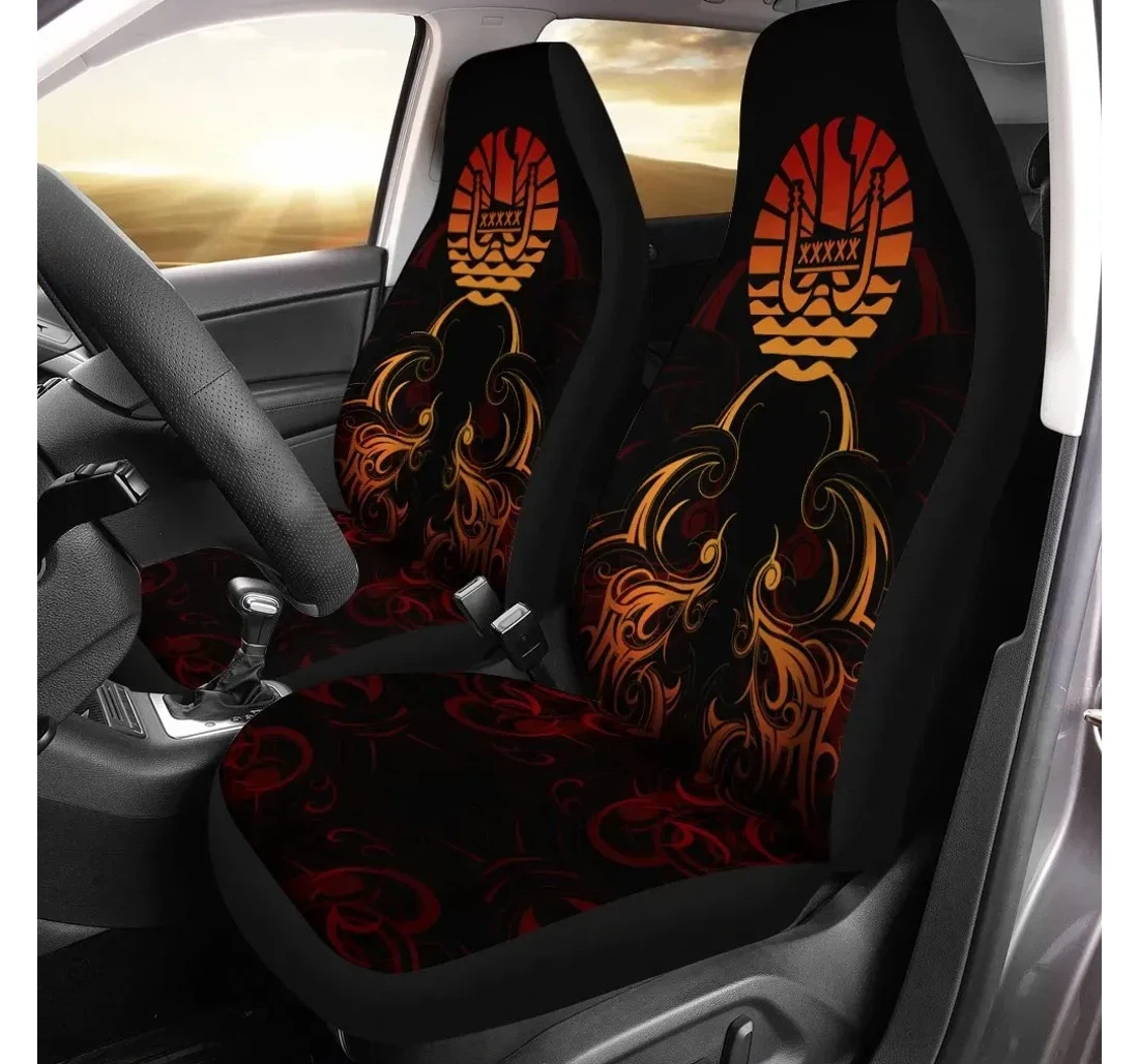 Tahiti Coat Of Arms With Tribal Pattern Bn29 Universal Front Car Seat Cover