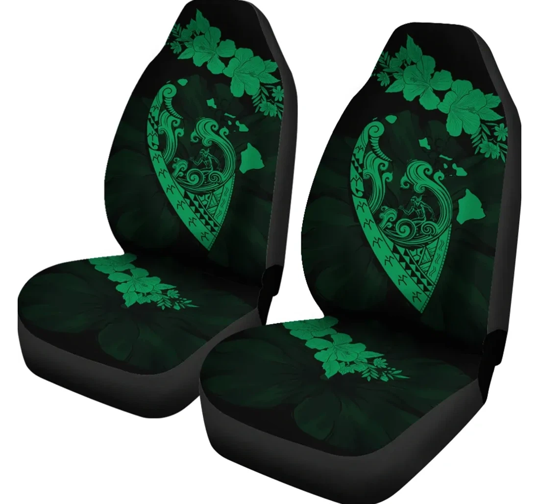 Accessory Hawaii Hibiscus Banzai Surfing V2 Green Ah J5 Universal Front Car Seat Cover
