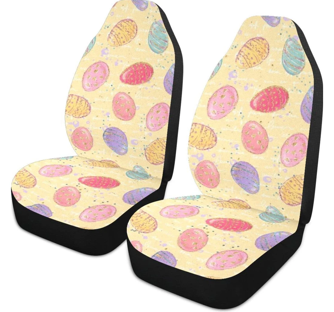 Colorful Flower Eggs Universal Front Car Seat Cover