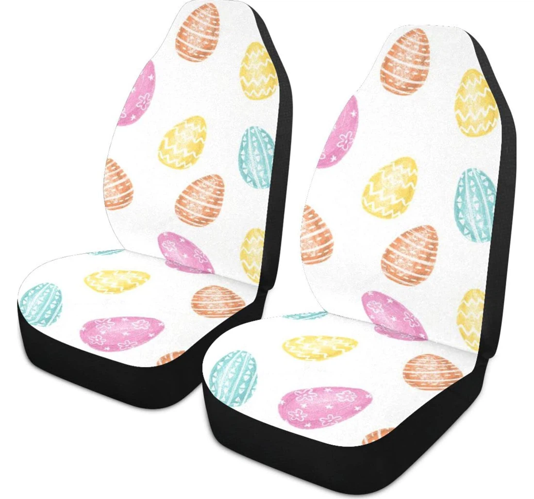Flower Colorful Eggs Universal Front Car Seat Cover