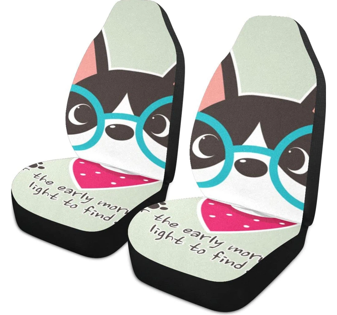 Puppy Wearing Glasses Universal Front Car Seat Cover