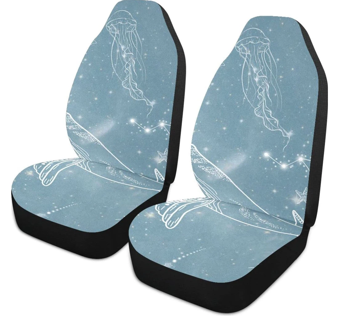 Lovely Whale Jellyfish Universal Front Car Seat Cover