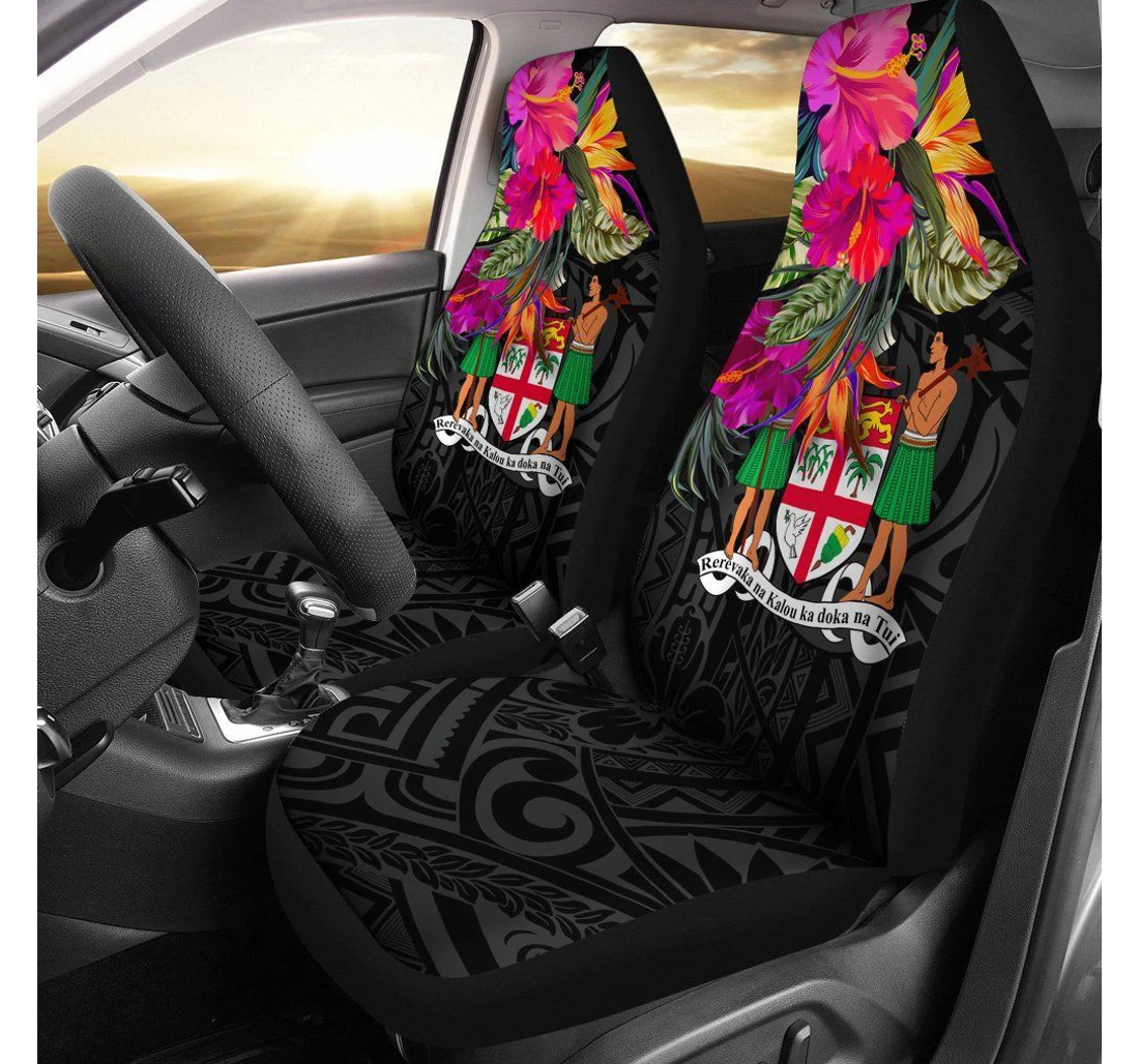 Fiji Polynesian Hibiscus Pattern Bn39 Universal Front Car Seat Cover