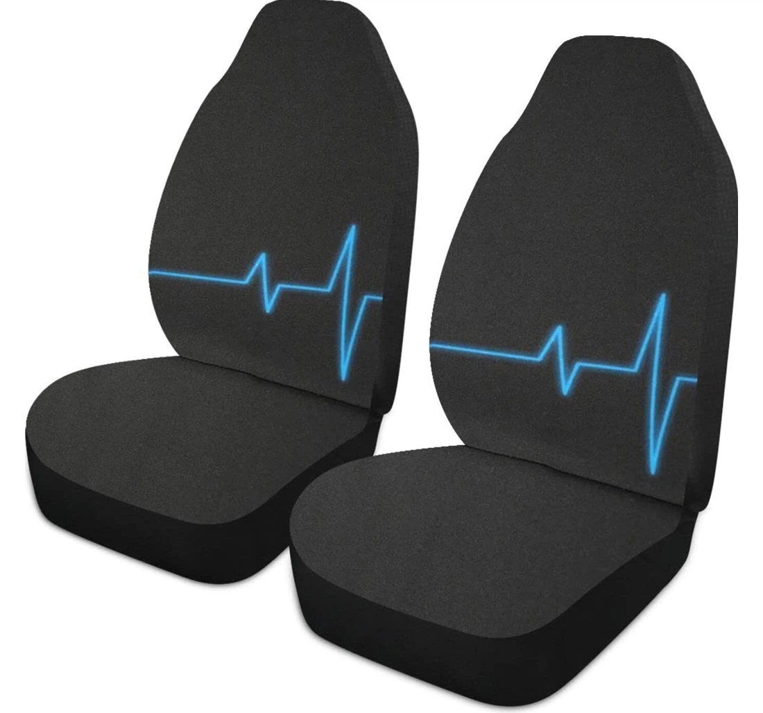 Heart Rhythm Blue Universal Front Car Seat Cover