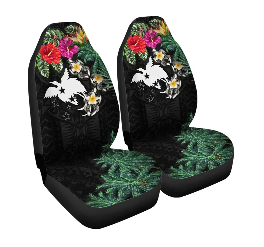 Papua New Guinea Hibiscus Turtle Tattoo Black A02 Universal Front Car Seat Cover