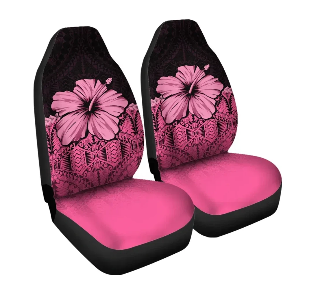 Polynesian Hibiscus Pink A02 Universal Front Car Seat Cover