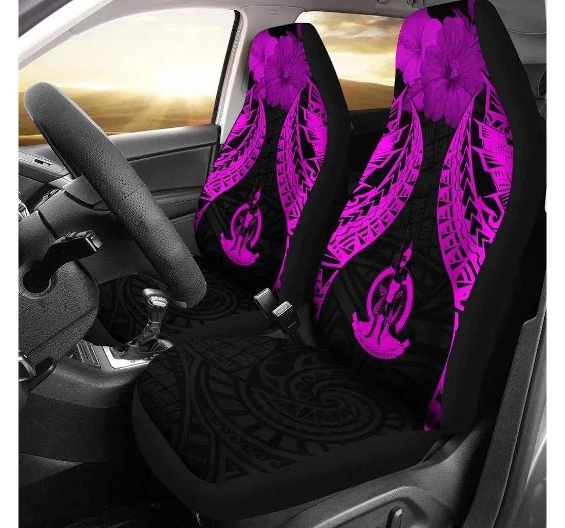 Vanuatu Polynesian Pride Seal And Hibiscus Pink Bn39 Universal Front Car Seat Cover