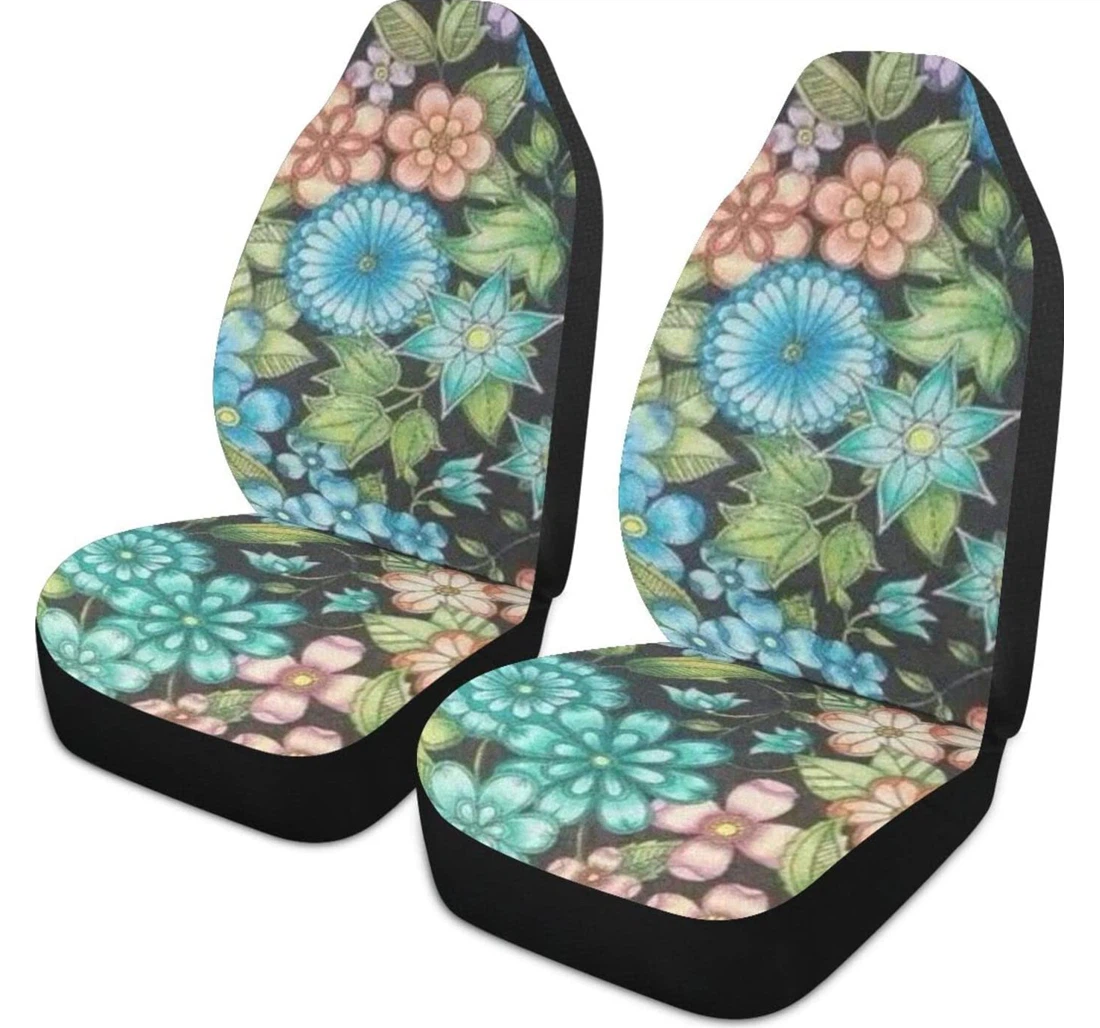 Colored Flower Universal Front Car Seat Cover