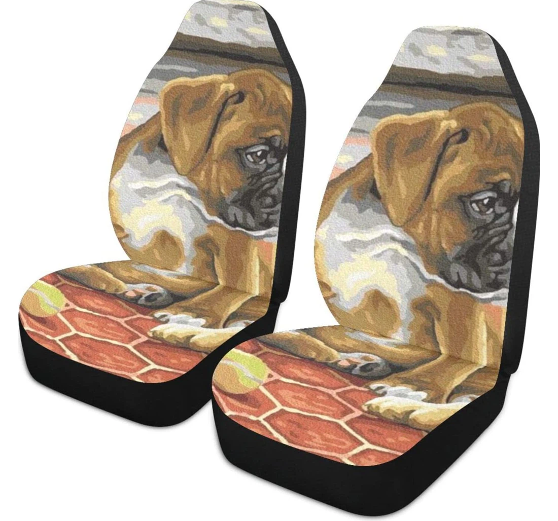 Puppy Lovely Painting Universal Front Car Seat Cover