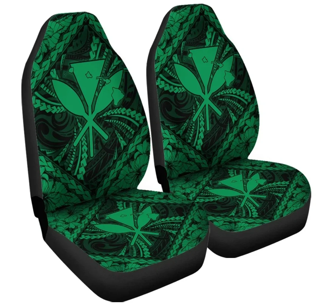 Accessory Hawaiian Map Kanaka Hibiscus Green Polynesian Ah Jr Universal Front Car Seat Cover