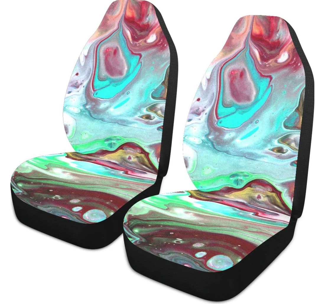 Colorful Ink Marble Universal Front Car Seat Cover