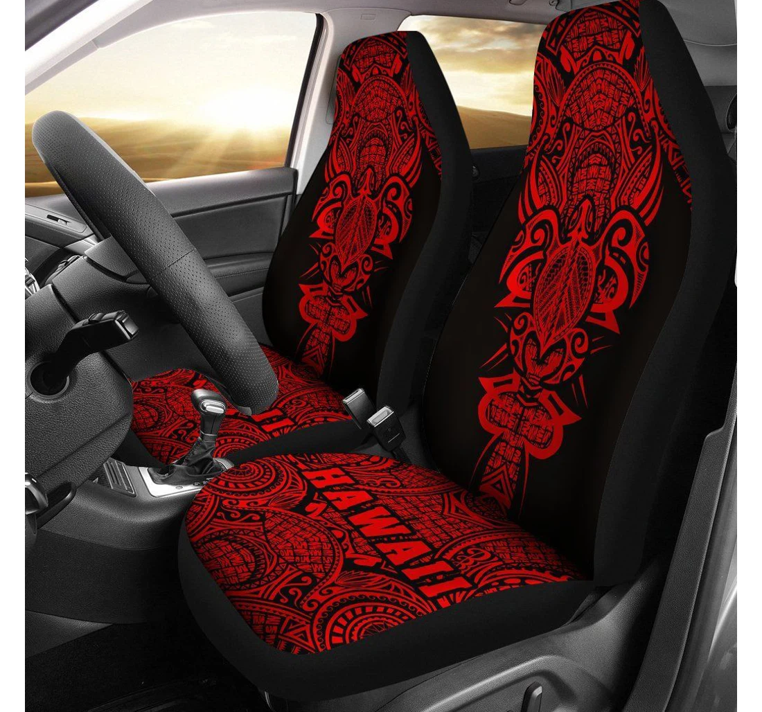 Hawaii Turtle Polynesian Red Armor Style Ah J9 Universal Front Car Seat Cover