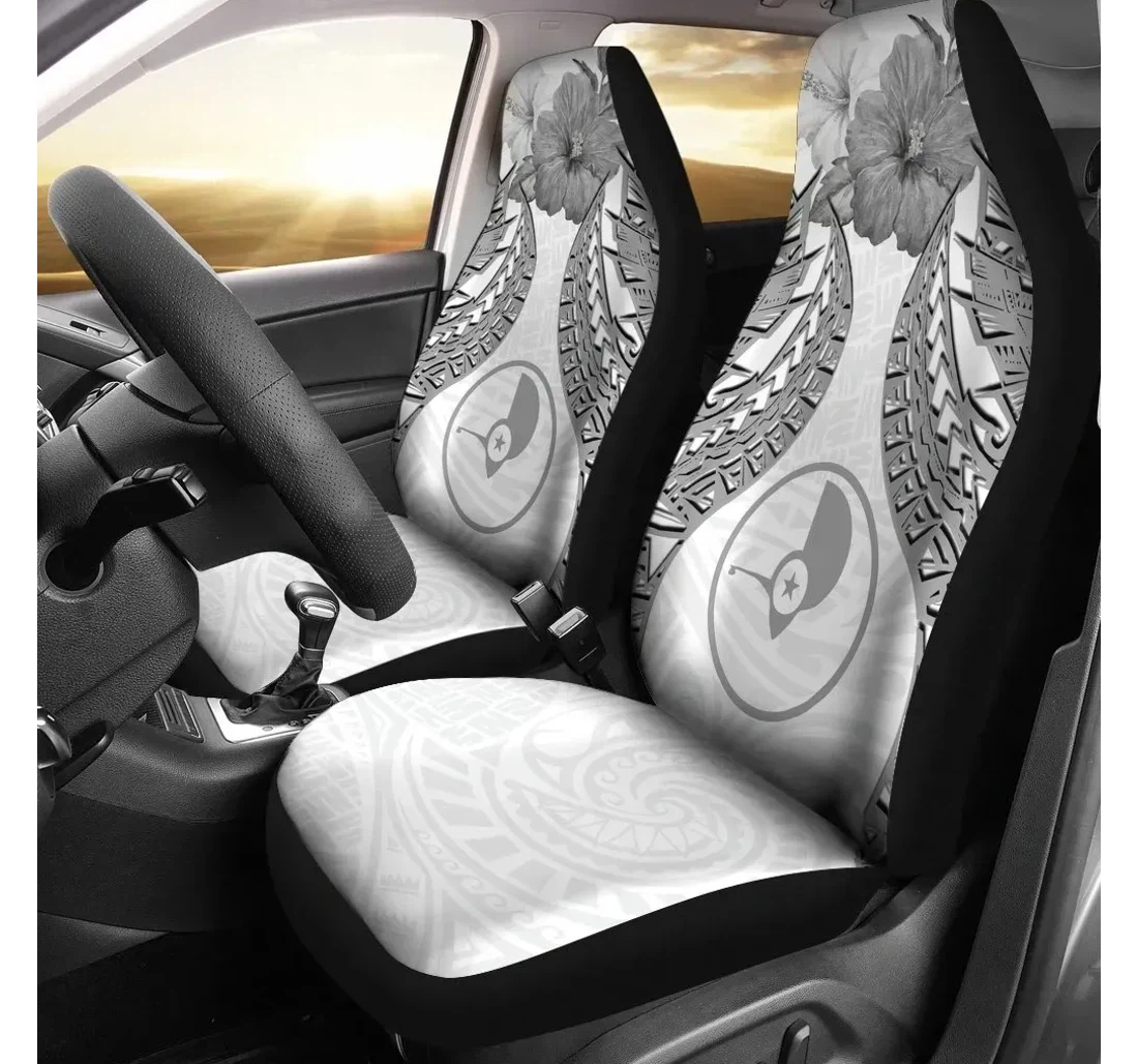 Yap Polynesian Pride Seal And Hibiscus White Bn39 Universal Front Car Seat Cover