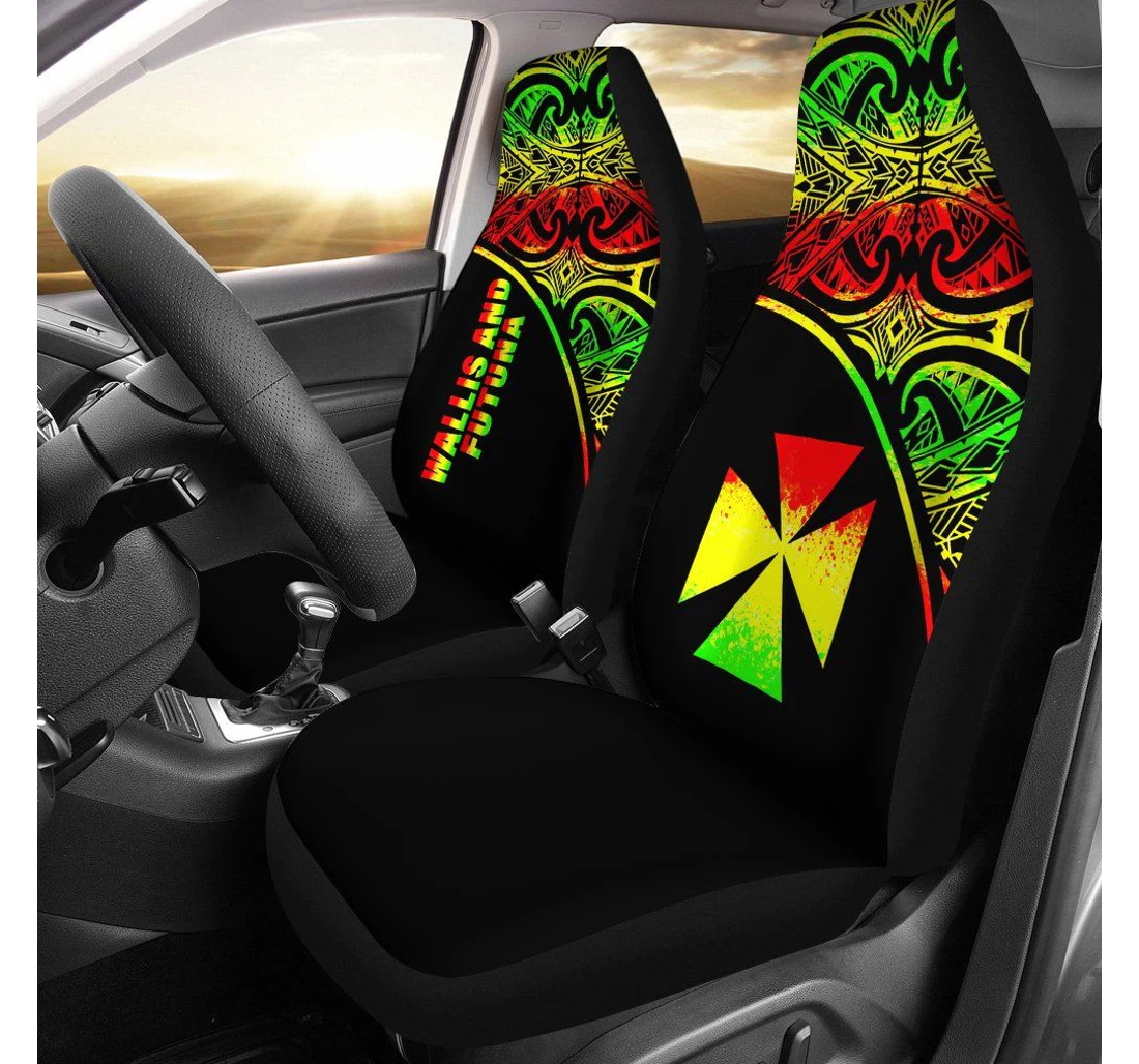 Wallis And Futuna Polynesian Reggae Curve Bn11 Universal Front Car Seat Cover
