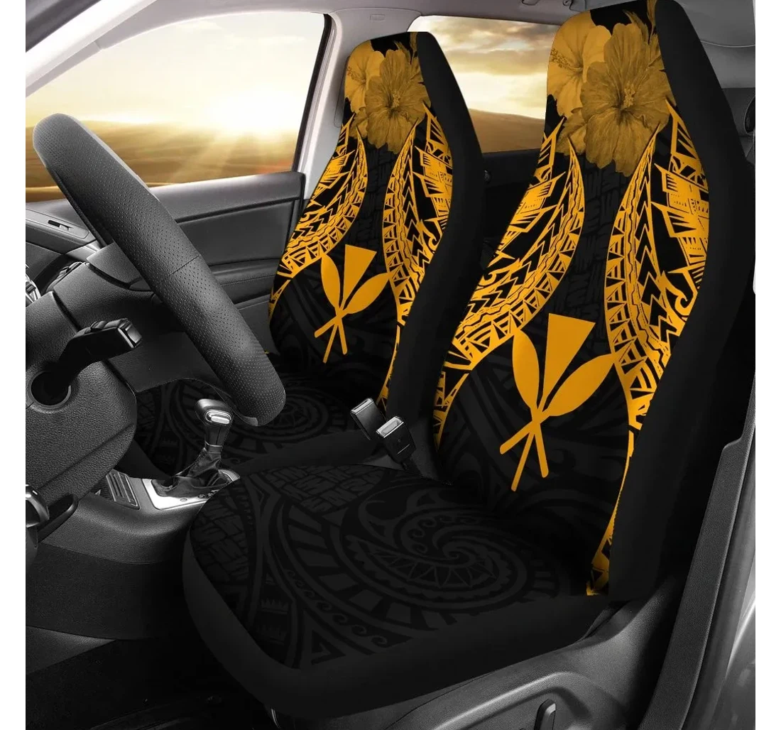 Hawaii Polynesian Pride Seal And Hibiscus Gold Bn39 Universal Front Car Seat Cover