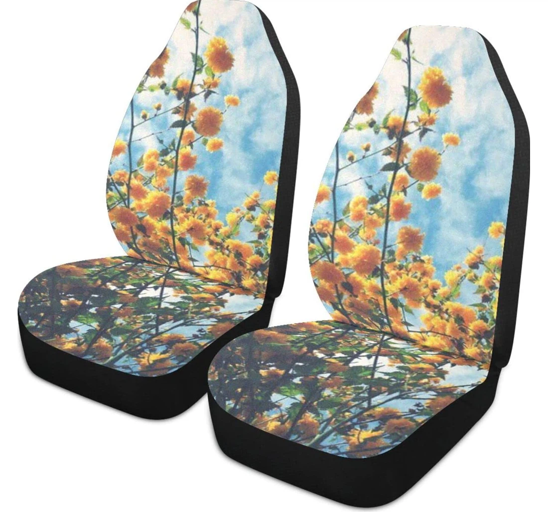 Beautiful Yellow Flower Looking Towards The Sky Universal Front Car Seat Cover