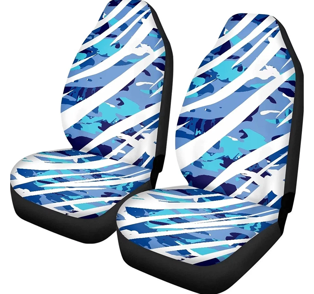 Modysero Blue Ocean Wave Custom Interior Non Slip Breathable Elastic For Women Universal Front Car Seat Cover