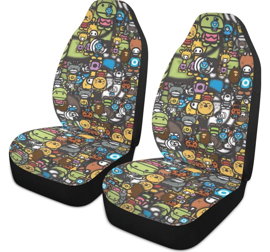 Cartoon Colorful Pattern Universal Front Car Seat Cover