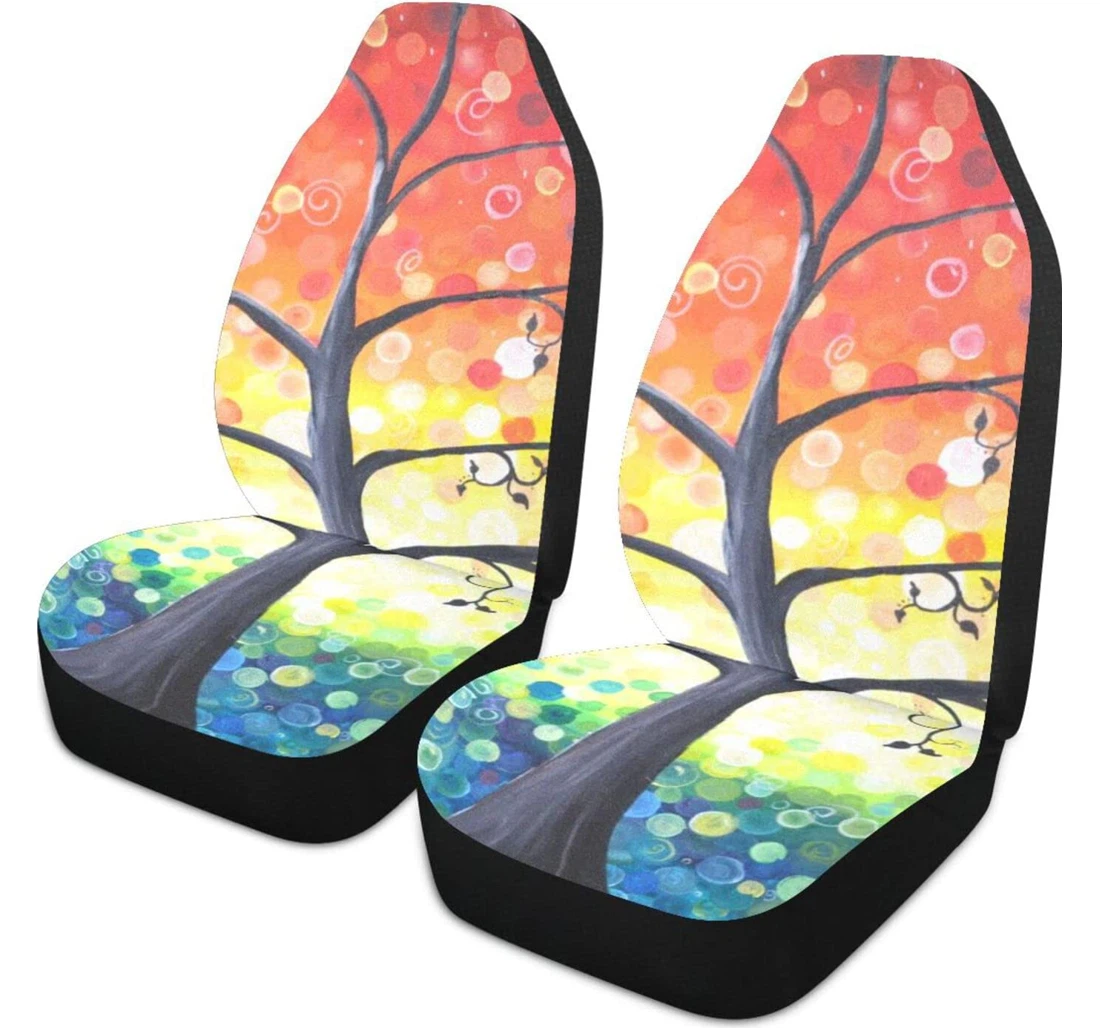 Colored Tree Life Universal Front Car Seat Cover