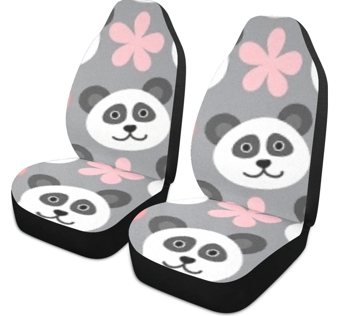 Cartoon Lovely Gray Panda Universal Front Car Seat Cover