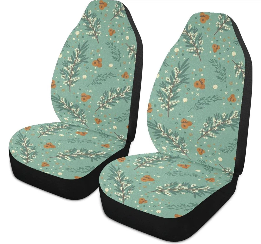 Christmas Leaf Flower Universal Front Car Seat Cover