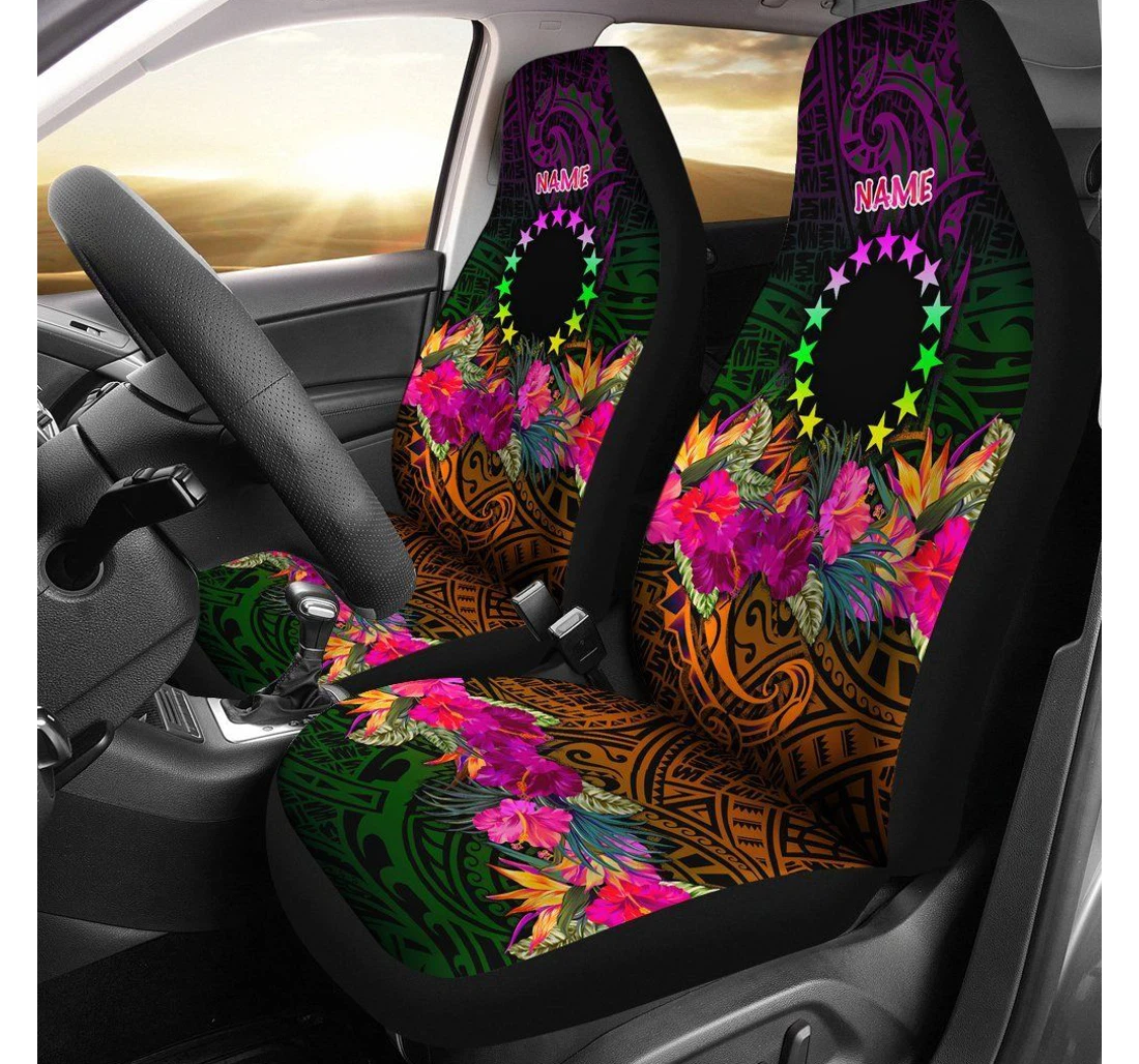 Cook Islands Personalised Polynesian Summer Hibiscus Bn15 Universal Front Car Seat Cover