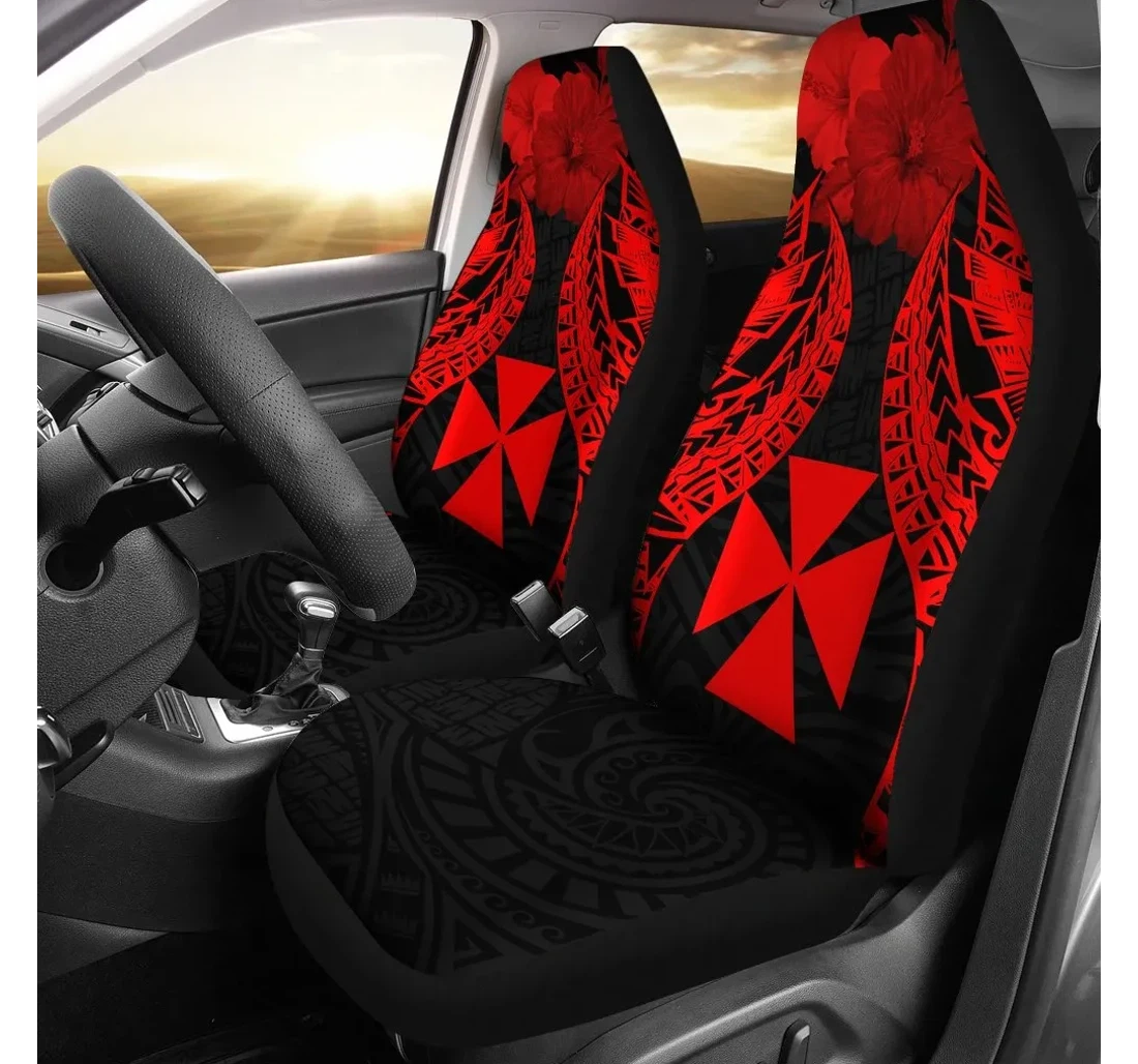 Wallis And Futuna Polynesian Pride Seal And Hibiscus Red Bn39 Universal Front Car Seat Cover
