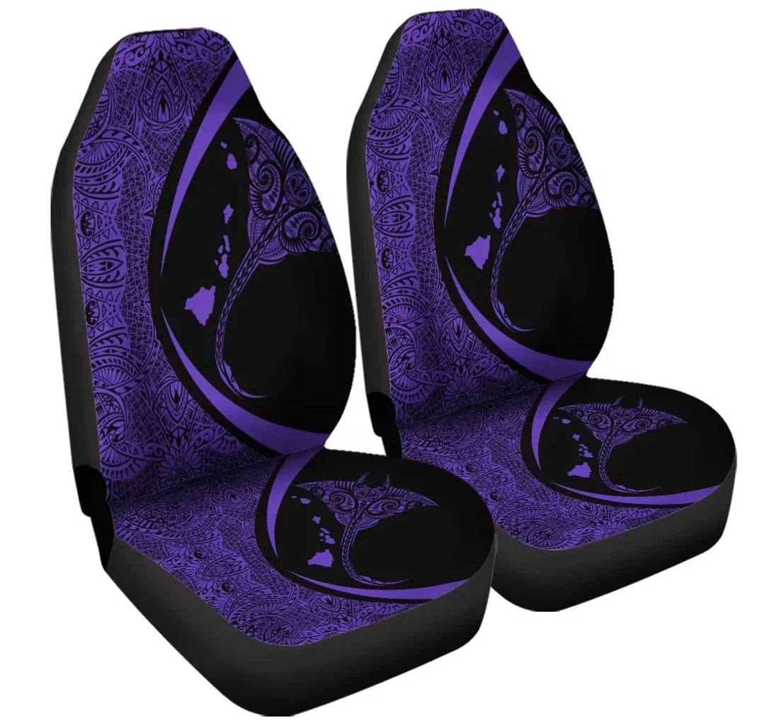 Accessory Hawaiian Map Manta Ray Polynesian Purple Circle Style Ah J4r Universal Front Car Seat Cover