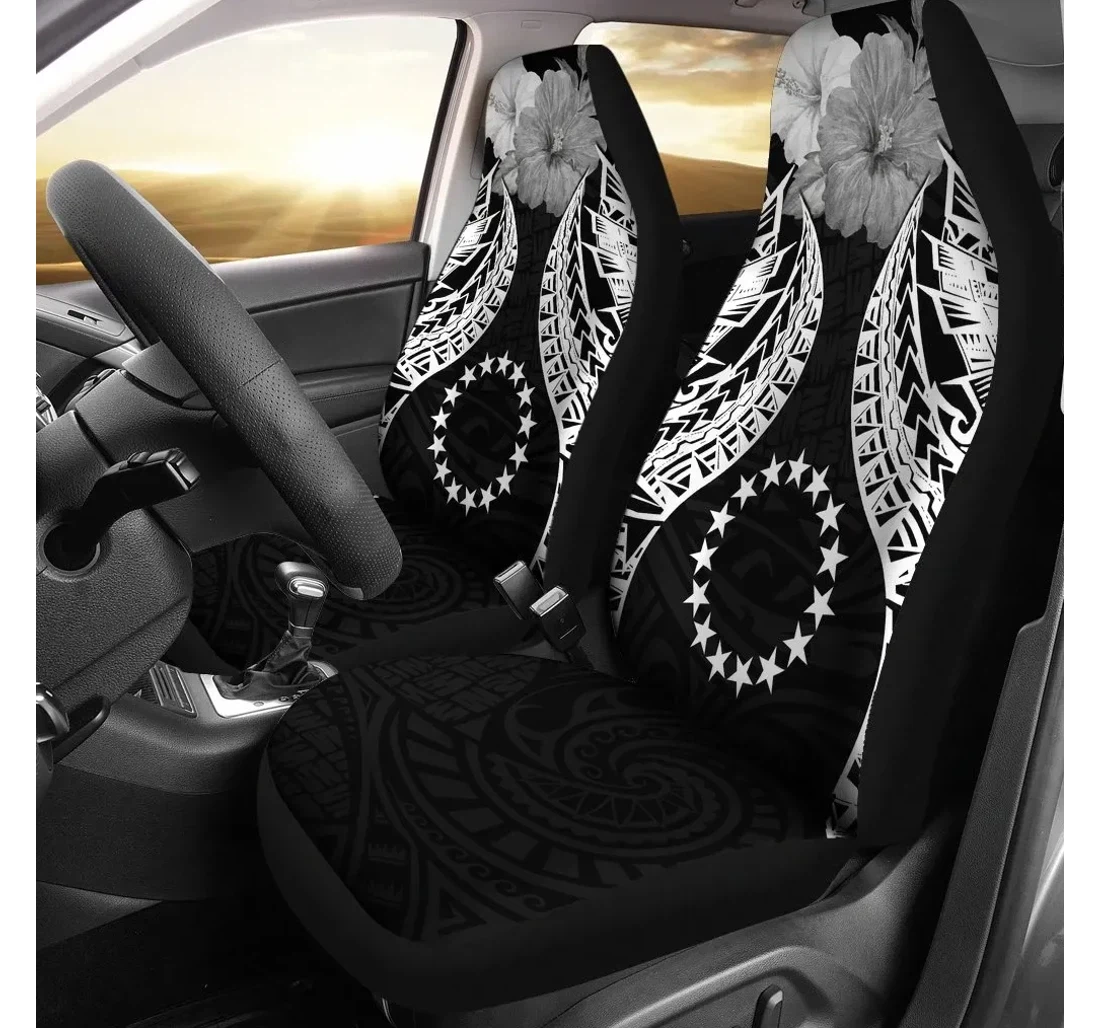 Cook Islands Polynesian Pride Seal And Hibiscus Black Bn39 Universal Front Car Seat Cover