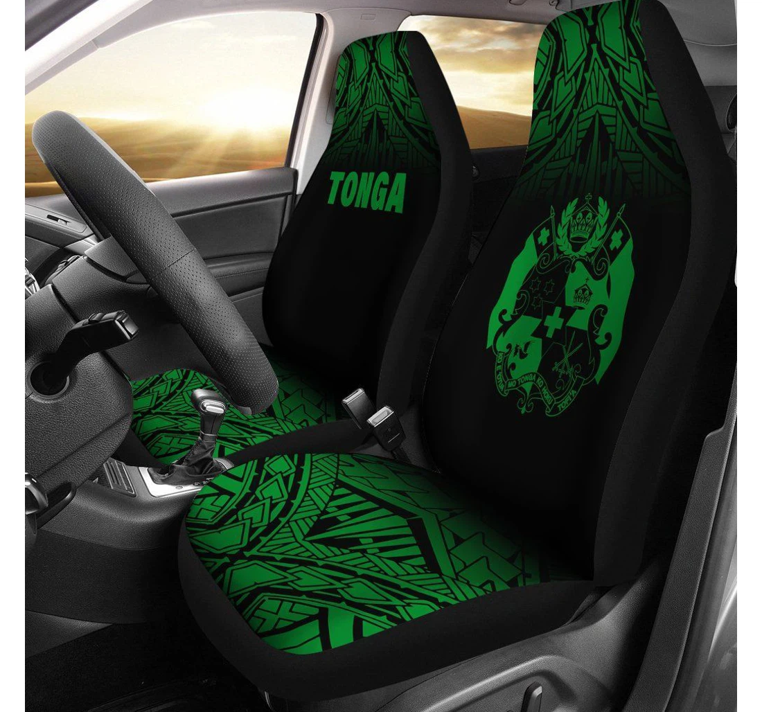 Tonga Polynesian Green Fog Bn11 Universal Front Car Seat Cover