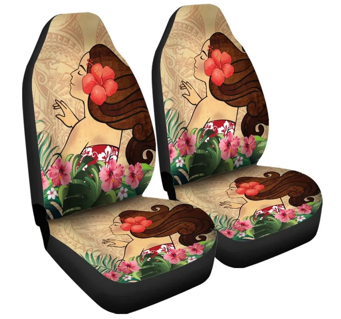 Accessory Hawaiian Hula Girl And Hibiscus Polynesian Ah A0 Universal Front Car Seat Cover