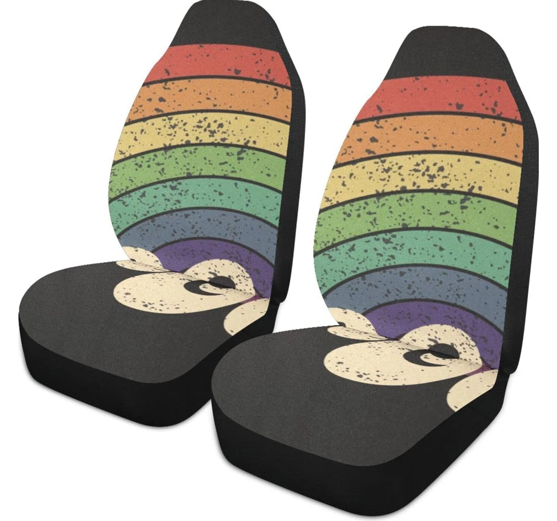 Retro Groovy Slogan Rainbow Bridge Universal Front Car Seat Cover